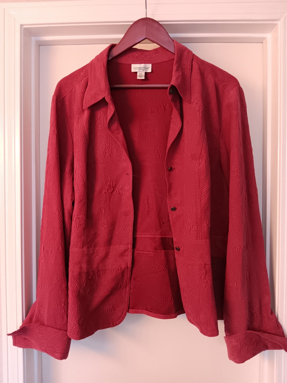 Coldwater Creek Textured Open-Front Blazer In Berry Color